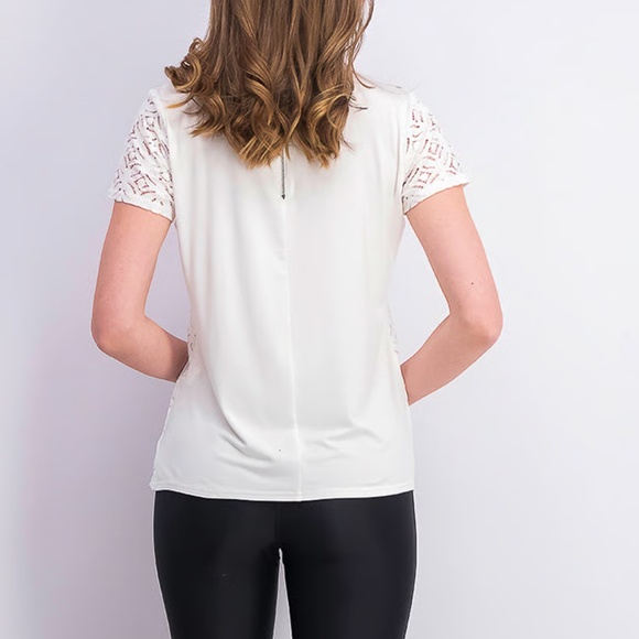 Market & Spruce White Crochet Blouse with Short Sleeves - Picture 6 of 14